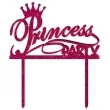 topper z pleksy princess party rozowy brokat 15 5x18 5 cm