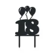 topper z pleksy urodziny 18 czarna 12 5 cm