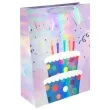 torebka prezentowa holograficzne tort urodzinowy partypal 42x32 cm