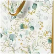 torebka prezentowa liscie eukaliptusa bialo zloty paw 26 5 x 33 5 x 13 cm