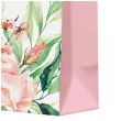 torebka prezentowa liscie i kwiaty bialo rozowy paw 20 x 25 x 10 cm