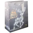 torebka prezentowa merry christmas and happy new year renifer srebrny partypal 32x26 cm