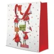 torebka prezentowa mikolaje z prezentami bialo czerwona paw 26x33 cm