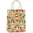 torebka prezentowa xmas pingwiny zlota partypal 26x32x12 5 cm