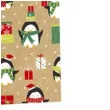 torebka prezentowa xmas pingwiny zlota partypal 26x32x12 5 cm