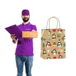 torebka prezentowa xmas pingwiny zlota partypal 32x42x12 cm