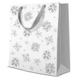 torebka prezentowa zimowy klimat sniezynki biala paw 20x25x10 cm