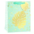 torebka prezentowa zloty lisc monstera zielona partypal 23 x 18 cm