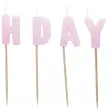 urodzinowe swieczki na tort napis happy birthday fioletowe pastelowe 13 szt
