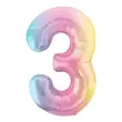 xx balon foliowy cyfra 3 86cm pastelowy teczowy