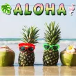 xx baner aloha z monstera rozowo zielona