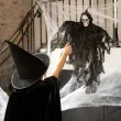 xx dekoracja halloween wiszacy duch szkielet czarny