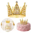 xx dekoracja na tort korona zlota ze srebrnymi krysztalkami 7 cm