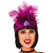 xx fuchsia sequins headband with feathers