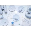 xx talerzyki plastikowe falbanka 22 x 22 cm blekitny 1 op 4 szt