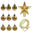 xx zestaw dekoracji bombki gwiazda i lancuch choinkowy zloty arpex