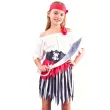 xx zestaw dla dzieci pasiasta piratka bluzka spodnica pasek opaska rozm 130 140 cm