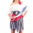 xx zestaw dla dzieci pasiasta piratka bluzka spodnica pasek opaska rozm 130 140 cm