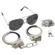 xx zestaw policjant kajdanki odznaka okulary