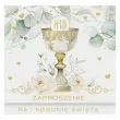 xx zk zaproszenie kwadrat zkw 120x120 komunia zest 62165 dzieciece chlopiec dziewczynka zlote