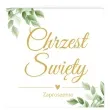 zaproszenia chrzest swiety liscie i stopki bialy dekolo 10 szt