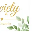 zaproszenia chrzest swiety liscie i stopki bialy dekolo 10 szt