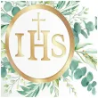 zaproszenia pierwsza komunia swieta ihs w eukaliptusie partypal 14x14 cm 10 szt