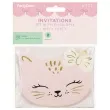 zaproszenia slodki kotek rozowy jasny partydeco 10 x 13 cm 6 szt
