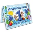 zaproszenia z koperta urodziny 1 baloniki blekitne 1 szt
