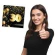 zaproszenie 30 urodziny czarno zloty 15x15 cm 1 szt