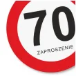 zaproszenie 70 urodziny traffic 15x15 cm 1 szt
