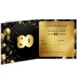 zaproszenie 80 urodziny czarno zloty 15x15 cm 1 szt