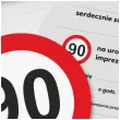 zaproszenie 90 urodziny traffic 15x15 cm 1 szt