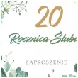 zaproszenie na 20 rocznice slubu porcelanowe gody eukaliptus beauty biale z koperta 15 cm 1 szt