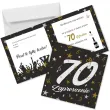 zaproszenie na 70 urodziny glamour birthday z koperta czarne eleganckie 15x15 cm 1 szt