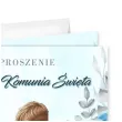 zaproszenie na komunie chlopiec w albie pierwsza komunia swieta niebieski 15x15 cm 1 szt