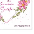 zaproszenie na komunie dla dziewczynki rozowe serce 15x15 cm 1 szt