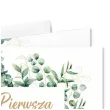 zaproszenie na komunie kwadratowy eukaliptus pierwsza komunia swieta 15x15 cm 1 szt