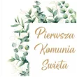 zaproszenie na komunie kwadratowy eukaliptus pierwsza komunia swieta 15x15 cm 1 szt