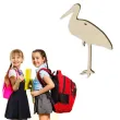 zawieszka drewniana bocian stojacy na jednej nodze 80 x 55 mm