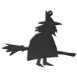 zawieszka hdf czarownica na miotle czarna 103 x 79 mm