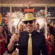 zestaw akcesoriow na sylwestra nowy rok karnawal gold glam kapelusz krawat okulary zloty