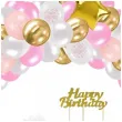 zestaw dekoracji happy birthday balony topper rozowy arpex 53 elementy