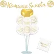 zestaw dekoracji komunia swieta ihs balony stojak baner serwetki zloty 10 szt