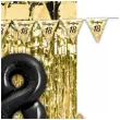 zestaw dekoracji urodziny 18 balony baner i kurtyna czarno zloty 16 elementow