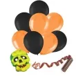 zestaw imprezowe halloween maska zombie balony serpentyny arpex 10 szt